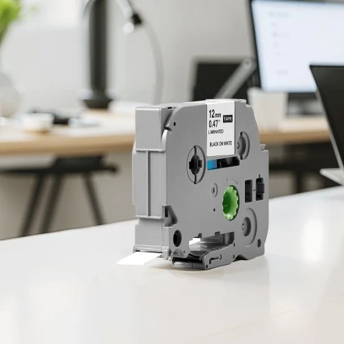 VEVOR Etikečių juosta, 4 vnt., 12 mm, juoda ant baltos, suderinama su Brother P-Touch