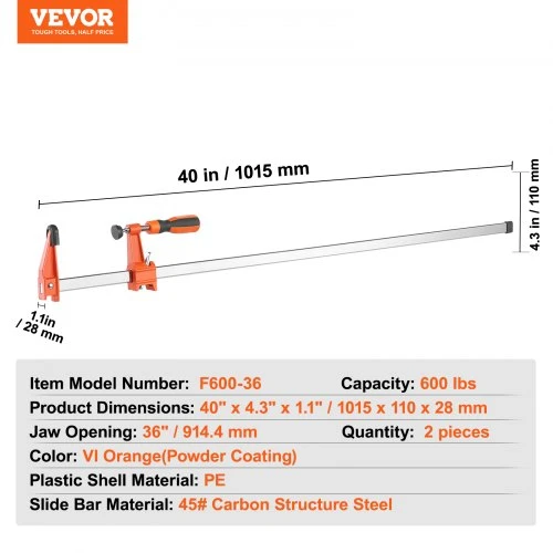 VEVOR F formos spaustuvai, 2 vnt., 91 cm, oranžiniai