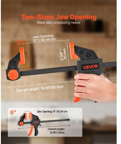 Koduva VEVOR F formos spaustuvai, 4 vnt., 30 cm ir 15 cm, oranžinė / juoda