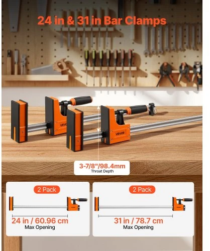 VEVOR F spaustuvai medienos darbams, 4 vnt., 60,96 cm ir 78,7 cm, 500 kg