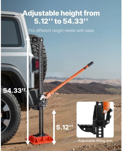 VEVOR Farm jack su pagrindu, 152,5 cm, 3,18 t, 130,1–1380 mm kėlimo diapazonas