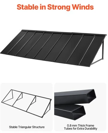 VEVOR Fiksuotas metalinis stogelis 104 x 36 in, lango ir durų stogelis su plieniniu rėmu