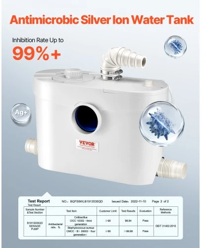 VEVOR FLO900 macerator pumpa, 900 W, 180 l/min, 12 m, 4 vandens įvadai