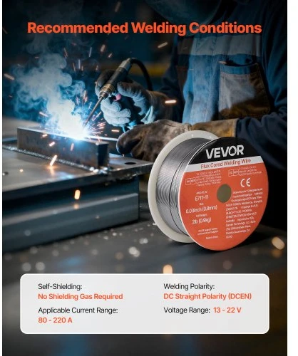 Koduva VEVOR flux core MIG suvirinimo viela E71T-11, 0,8 mm, 0,9kg