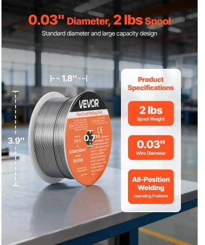 Koduva VEVOR flux core MIG suvirinimo viela E71T-11, 0,8 mm, 0,9kg