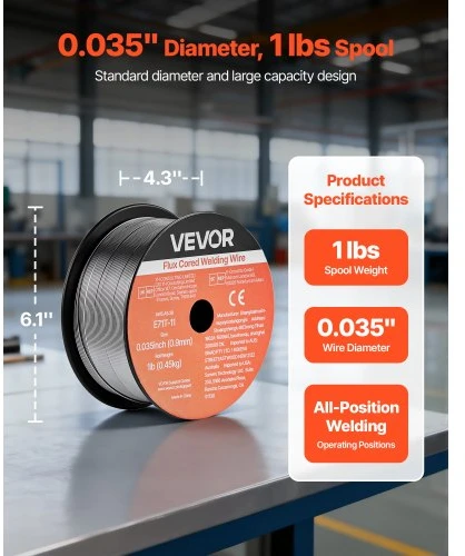 Koduva VEVOR flux core MIG suvirinimo viela E71T-11, 0,9 mm, 0,45 kg, 3 ritės