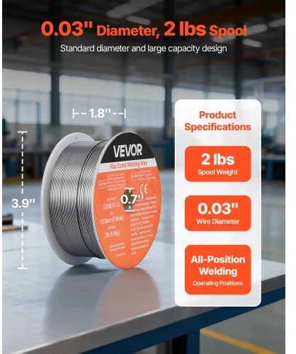 Koduva VEVOR flux core MIG suvirinimo viela E308LFC-O, 0,8 mm, 0,9kg