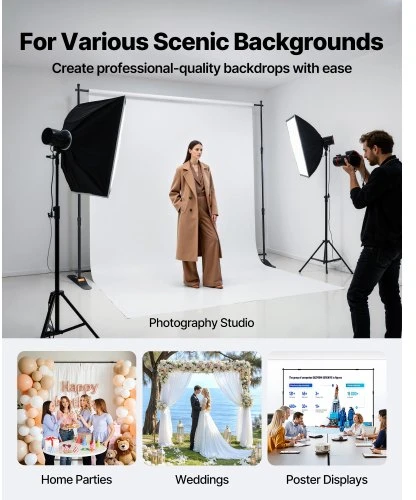 VEVOR Fono stovas Step and Repeat, reguliuojamas 170–300 x 110–240 cm, aliuminio rėmas, su nešiojimo krepšiu
