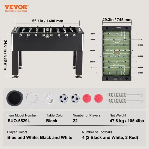 VEVOR Futbolo stalas, 140 cm, modelis SUO-5529L