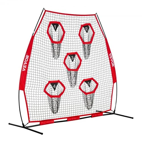 VEVOR Futbolo treniruočių metimo tinklas, 2133,6 x 2133,6 mm, su 5 taikinių kišenėmis
