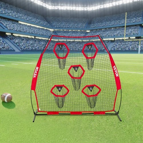 VEVOR Futbolo treniruočių metimo tinklas, 2133,6 x 2133,6 mm, su 5 taikinių kišenėmis