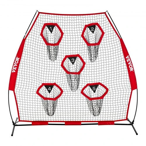 VEVOR Futbolo treniruočių metimo tinklas, 2133,6 x 2133,6 mm, su 5 taikinių kišenėmis