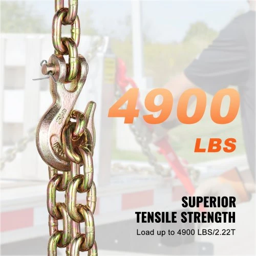 VEVOR G80 transportavimo grandinė, 5/16" x 14,2 pėdų, su „clevis“ kabliais