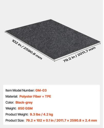 VEVOR Garažo grindų kilimėlis po automobiliu, neslystantis, 2 x 2,6 m