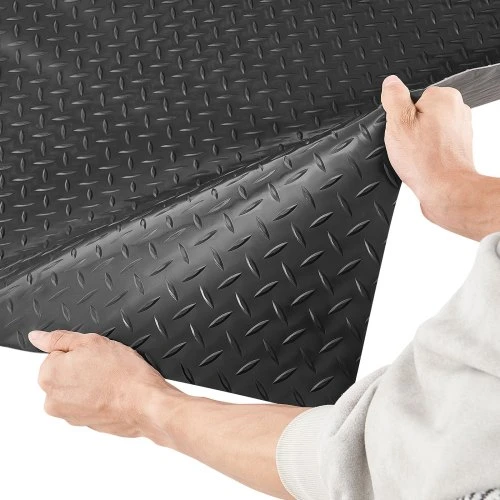 VEVOR Garažo grindų ritinys, 2,28 x 5,2 m, 2,2 mm PVC deimantinės plokštės rašto grindų apsaugos kilimėlis, juodas