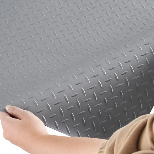 VEVOR Garažo grindų ritinys, 2,28 x 6,1 m, 2,2 mm PVC deimantinės plokštės rašto, sidabro pilkas