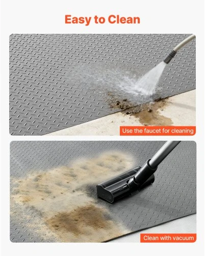 VEVOR Garažo grindų ritinys, 2,28 x 6,1 m, 2,2 mm PVC deimantinės plokštės rašto, sidabro pilkas