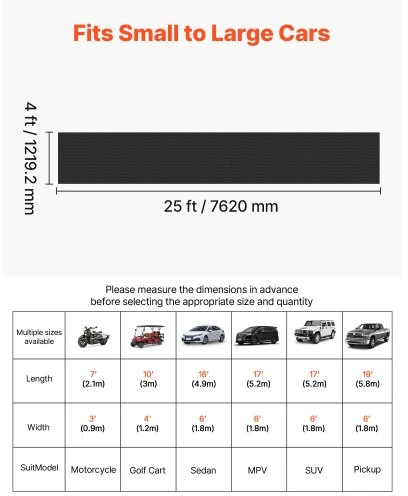 VEVOR Garažo grindų rulonas, 1,22 x 7,62 m, 3 mm, juodas