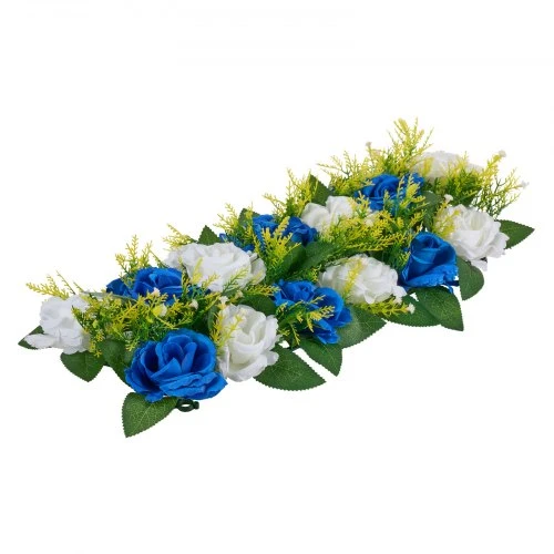 VEVOR Gėlių rutulių kompozicija, 10 vnt., mėlynos ir baltos rožės, 500 x 220 mm