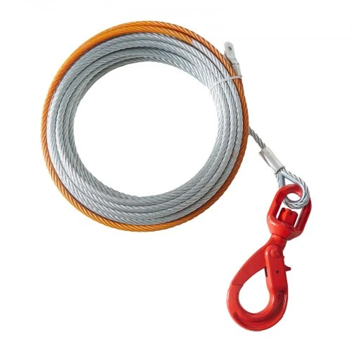 VEVOR Gervės trosas, 9,5 mm x 22,9 m, galvanizuotas plienas, su sukamuoju kabliu