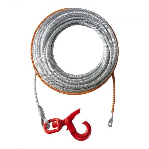 VEVOR Gervės trosas, 9,5 mm x 22,9 m, galvanizuotas plienas, su sukamuoju kabliu