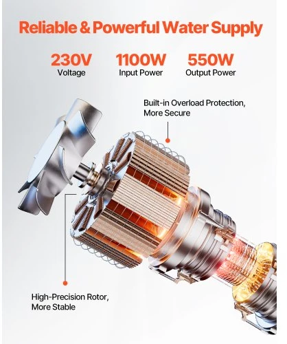 VEVOR Giluminis panardinamas siurblys 4SDM2/12, 1100 W, 230 V, 65 l/min, 85 m, nerūdijantis plienas