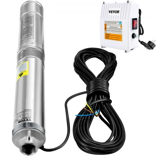 VEVOR Giluminis panardinamas siurblys 370 W, 230 V/50 Hz, 10,2 cm, plieno, 20 m laidas, 44 m