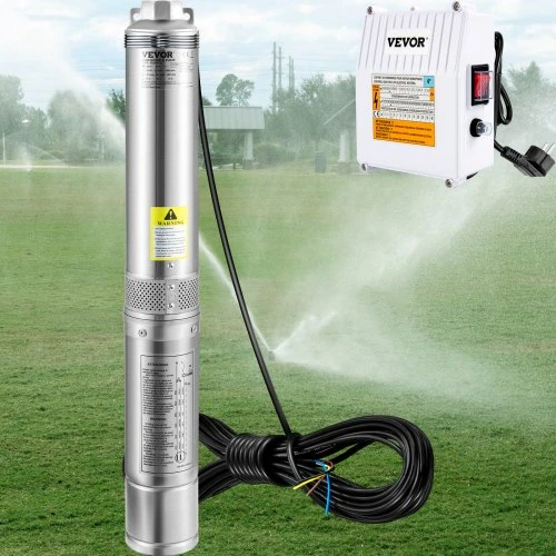 VEVOR Giluminis panardinamas siurblys 370 W, 230 V/50 Hz, 10,2 cm, plieno, 20 m laidas, 44 m