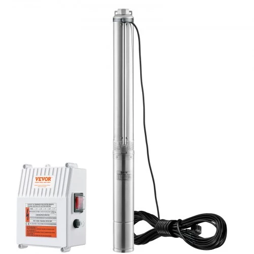 VEVOR Giluminis panardinamasis siurblys 1500W 230V, 108 m, nerūdijantis plienas, 19,4 m laidas, 4SDM6/15