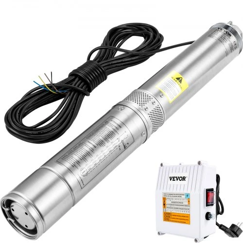 VEVOR Giluminis panardinamasis siurblys 1100 W, 230 V, 190 l/min, 57 m, 10,2 cm, nerūdijantis plienas