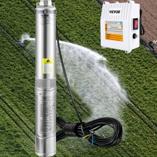 VEVOR Giluminis panardinamasis siurblys 1100 W, 230 V, 190 l/min, 57 m, 10,2 cm, nerūdijantis plienas