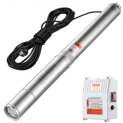VEVOR Giluminis panardinamasis siurblys 1500W 230V, 108 m, nerūdijantis plienas, 19,4 m laidas, 4SDM6/15