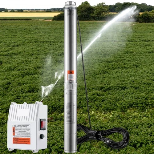 VEVOR Giluminis panardinamasis siurblys 1500W 230V, 108 m, nerūdijantis plienas, 19,4 m laidas, 4SDM6/15
