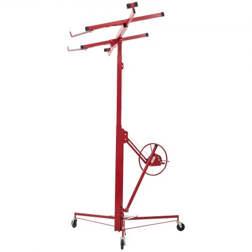 Koduva VEVOR gipskartonio keltuvas 3353 mm, 68 kg, su reguliuojama teleskopine svirtimi, užrakinamais ratais, raudonas