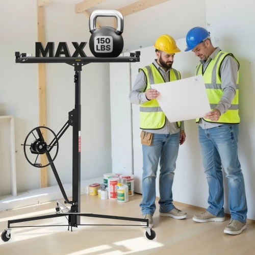 Koduva VEVOR gipskartonio keltuvas 3353 mm, 68 kg, su reguliuojama teleskopine rankena, juodas