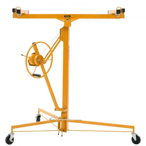 VEVOR Gipso kartono keltuvas 3353 mm, 68 kg, su reguliuojama teleskopine svirtimi ir užrakinamais ratukais, geltonas