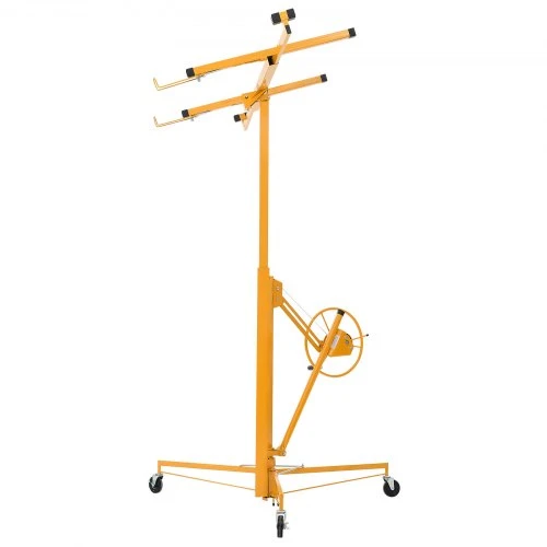 VEVOR Gipso kartono keltuvas 3353 mm, 68 kg, su reguliuojama teleskopine svirtimi ir užrakinamais ratukais, geltonas