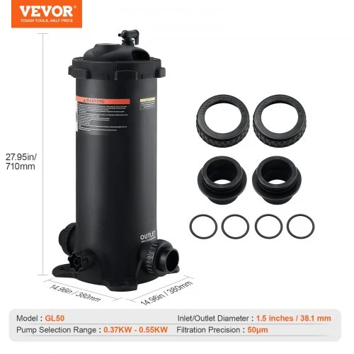 Koduva VEVOR GL50 kasetinis baseino filtras, 4,6 m², 380 x 380 x 710 mm
