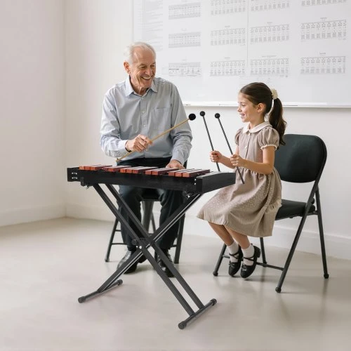 VEVOR Glockenspiel xylophone, 32 natų, medinis, su reguliuojamu stovu, 4 lazdelėmis ir nešiojamu krepšiu