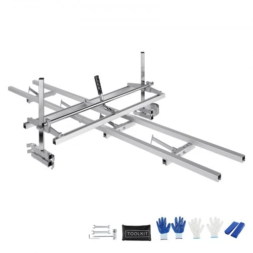 VEVOR Grandininio pjūklo lentpjūvės ir kreipiamojo bėgio sistema, aliuminis, sidabrinė, 36-91 cm, 2,74 m