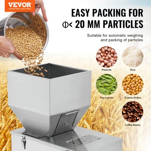 VEVOR Granulių pildymo mašina, 20–3000 g, automatinė, su kojiniu pedalu, nerūdijančio plieno