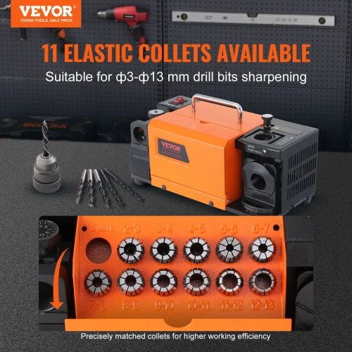 Koduva VEVOR grąžtų galąstuvas MR-13A, 3–13 mm, 95°–135°, su 11 įvorėmis