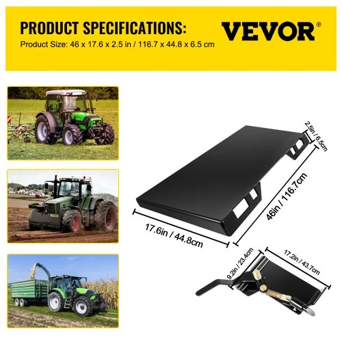 Koduva VEVOR greito tvirtinimo plokštė skid steer krautuvui, 3/8 col., 18,5 col.