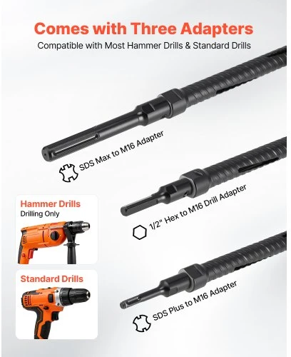 Koduva VEVOR gręžimo karūna, 25 mm, 241 mm, M16 vidinis sriegis, deimantinė sauso gręžimo karūna su 3 adapteriais