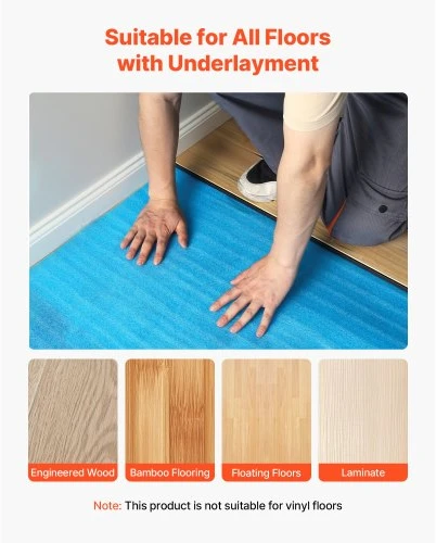 VEVOR Grindų paklotas 27,9 m², 3-in-1, 2 mm, su juosta ir garų barjeru, 3 ritiniai po 9,3 m²