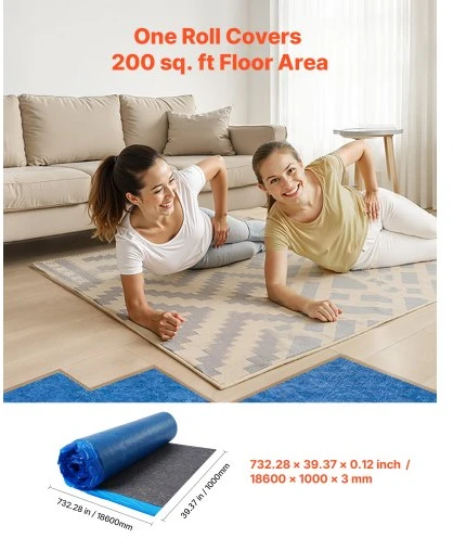 VEVOR Grindų paklotas 37,2 m², 3 mm, su garo barjeru, 2 ritiniai