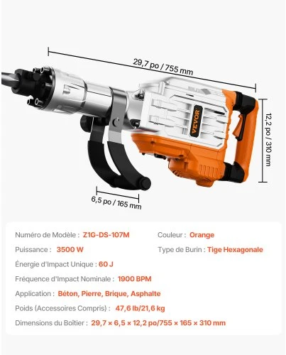 VEVOR Griovimo perforatorius JH-65, 3500 W, 60 J