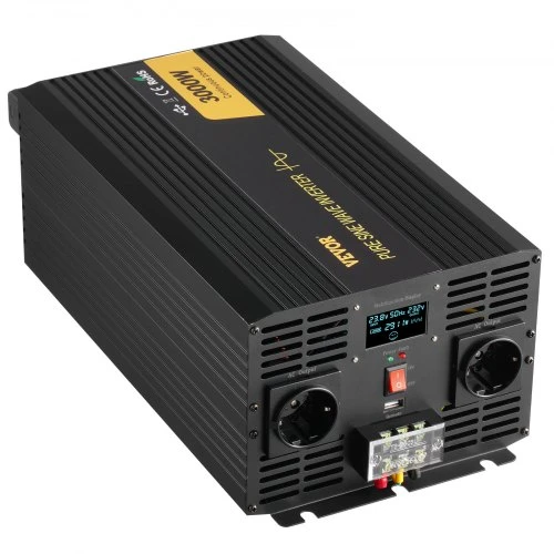 VEVOR Grynos sinusoidės keitiklis TP-3000W, 3000 W, 24 V DC į 230 V AC