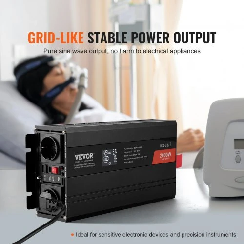 Koduva VEVOR grynos sinusoidės keitiklis, 2000 W, DC 12 V į AC 230 V, SGPE-2000W