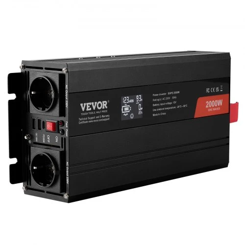 Koduva VEVOR grynos sinusoidės keitiklis, 2000 W, DC 12 V į AC 230 V, SGPE-2000W